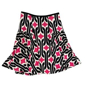 Diane Von Furstenberg Pink Black 100% Silk Skirt Size 4 Small